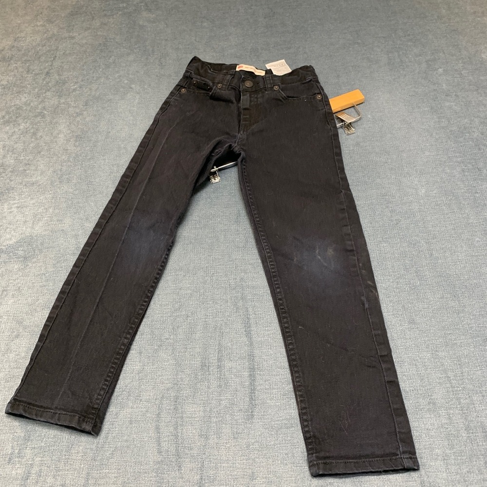 Levi's 502 Regular Taper Jeans Boys 7 Black Denim Dark Wash Pockets Streetwear